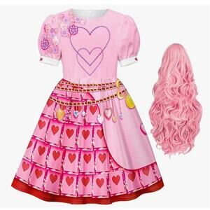 New Bridget Pink Princess Dress With PINK WIG Uniform Set Costume NEW Size 9/10